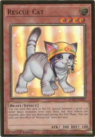 Rescue Cat (alternate art) - MGED-EN006 - Premium Gold Rare 1st Edition