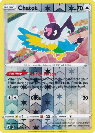 Chatot - 142/192 - Uncommon Reverse Holo