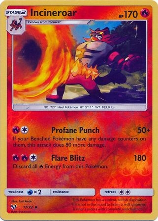 Incineroar - 17/73 - Uncommon Reverse Holo