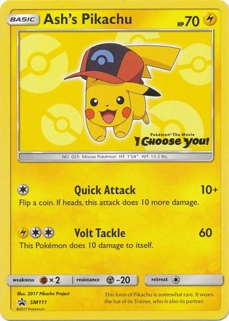 Ash's Pikachu - SM111 - Non-Holo Promo