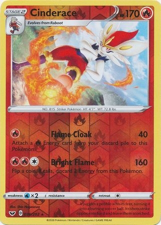 Cinderace - 036/202 - Rare Reverse Holo