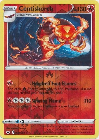 Centiskorch - 039/202 - Rare Reverse Holo