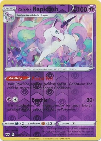 Galarian Rapidash - 082/202 - Rare Reverse Holo