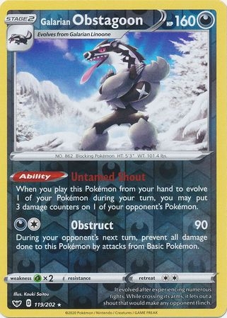 Galarian Obstagoon - 119/202 - Holo Rare Reverse Holo