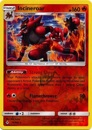 Incineroar - 29/214 - Rare Reverse Holo