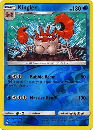 Kingler - 47/214 - Rare Reverse Holo