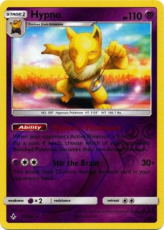 Hypno - 72/214 - Rare Reverse Holo