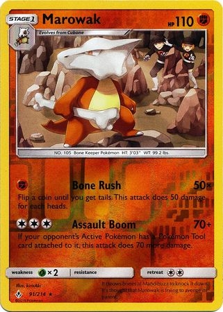 Marowak - 91/214 - Rare Reverse Holo