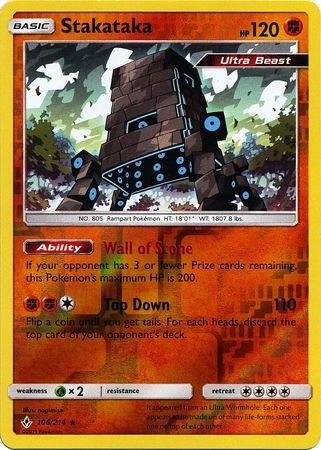 Stakataka - 106/214 - Holo Rare Reverse Holo
