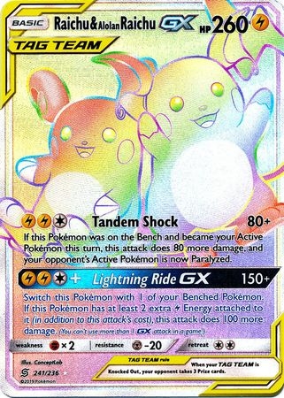 Raichu & Alolan Raichu GX - 241/236 - Hyper Rare