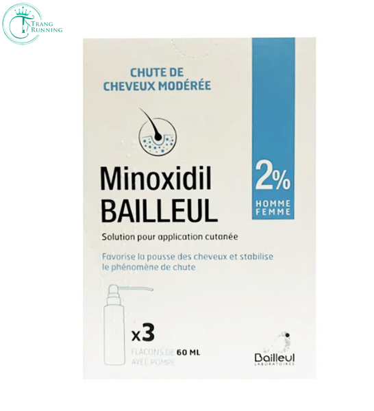 Xịt mọc tóc Minoxidil Bailleul 2% (cho nữ) và 5% (cho nam) chuẩn Pháp, kích thích mọc tóc và giảm rụng tóc