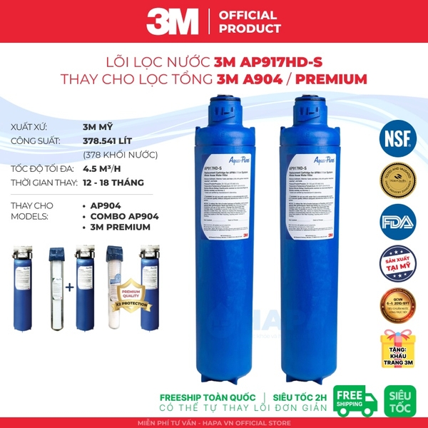 Lõi Lọc Nước 3M AP917HD-S Thay Cho Lọc Tổng 3M AP904, PREMIUM - Nhập Khẩu 3M Mỹ