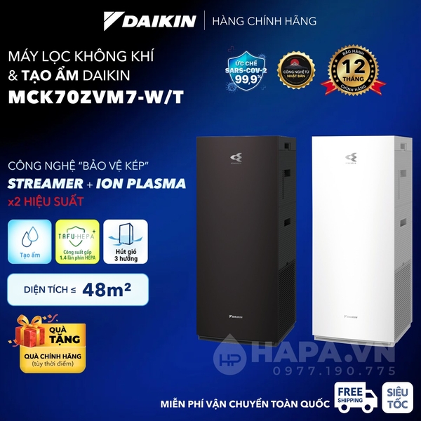 Máy Lọc Không Khí Tạo Ẩm DAIKIN MCK70ZVM7-T/W Diện tích dưới 48m²
