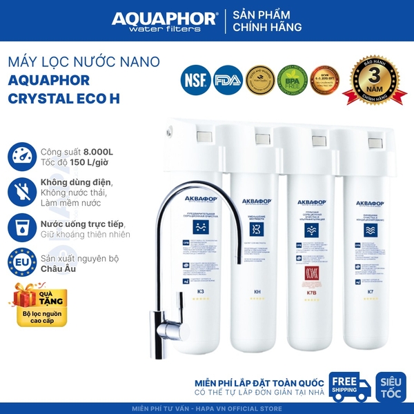 Máy Lọc Nước AQUAPHOR CRYSTAL ECO H Nano Aqualen™ - Nhập Khẩu Châu Âu