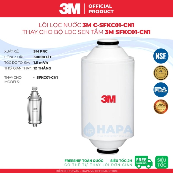 Lõi Lọc Nước 3M C-SFKC01-CN1 Thay Cho Bộ Lọc Sen Tắm 3M SFKC01-CN1