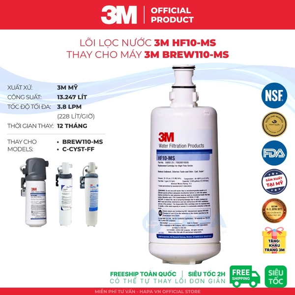 Lõi Lọc Nước 3M HF10-MS Thay Cho Máy BREW110-MS - Nhập Khẩu 3M Mỹ