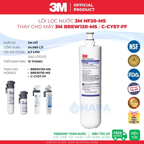 Lõi Lọc Nước 3M HF10-MS Thay Cho Máy BREW110-MS - Nhập Khẩu 3M Mỹ