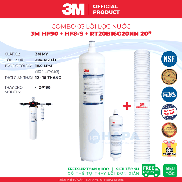 Lõi Lọc Nước 3M HF90 & HF8-S Thay Cho Máy 3M DP190 - Nhập Khẩu 3M Mỹ