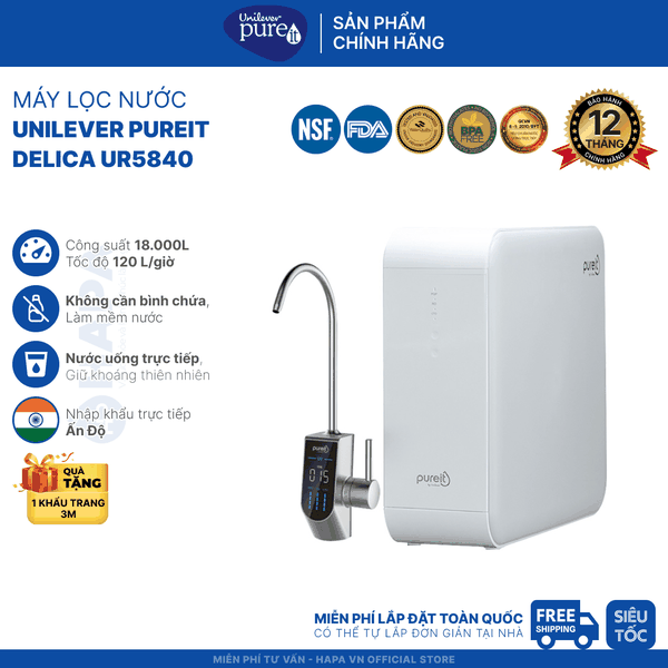 Máy Lọc Nước Unilever Pureit DELICA UR5840 - Nhập Khẩu Ấn Độ, Chính Hãng
