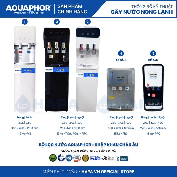 Máy Lọc Nước Nóng Lạnh AQUAPHOR CRYSTAL H - Bộ Lọc Nhập khẩu Châu Âu