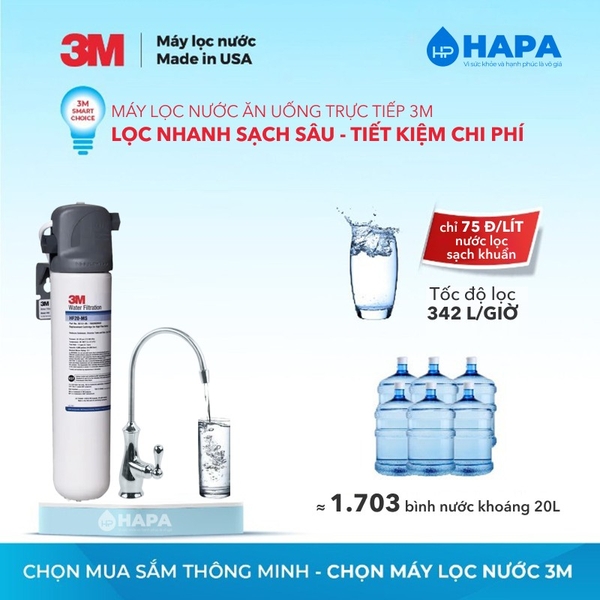 Máy Lọc Nước 3M Uống Trực Tiếp Từ Vòi, Không Dùng Điện - Nhập Khẩu Mỹ
