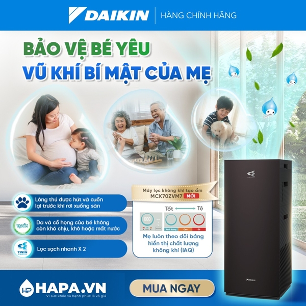 Máy Lọc Không Khí Tạo Ẩm DAIKIN MCK555AVMV-T Diện tích dưới 41m²