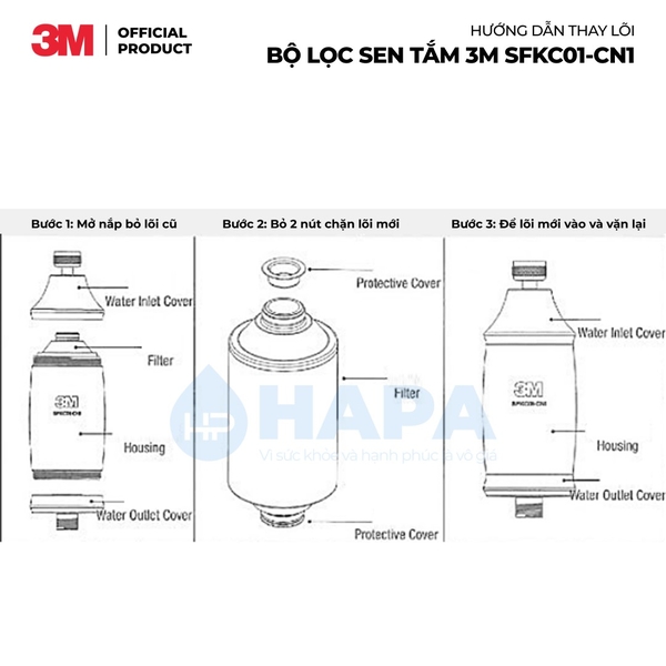 Lõi Lọc Nước 3M C-SFKC01-CN1 Thay Cho Bộ Lọc Sen Tắm 3M SFKC01-CN1