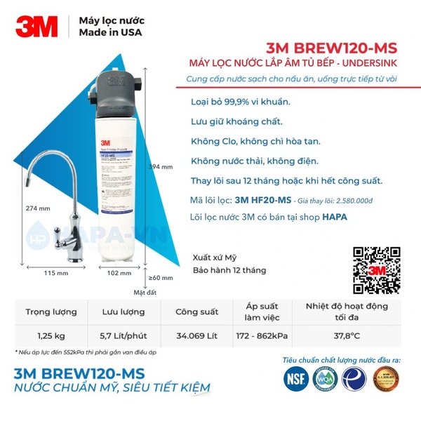 Máy Lọc Nước 3M Uống Trực Tiếp Từ Vòi, Không Dùng Điện - Nhập Khẩu Mỹ