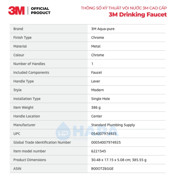 Vòi Nước Uống 3M Cao Cấp - Nhập Khẩu Nguyên Bộ