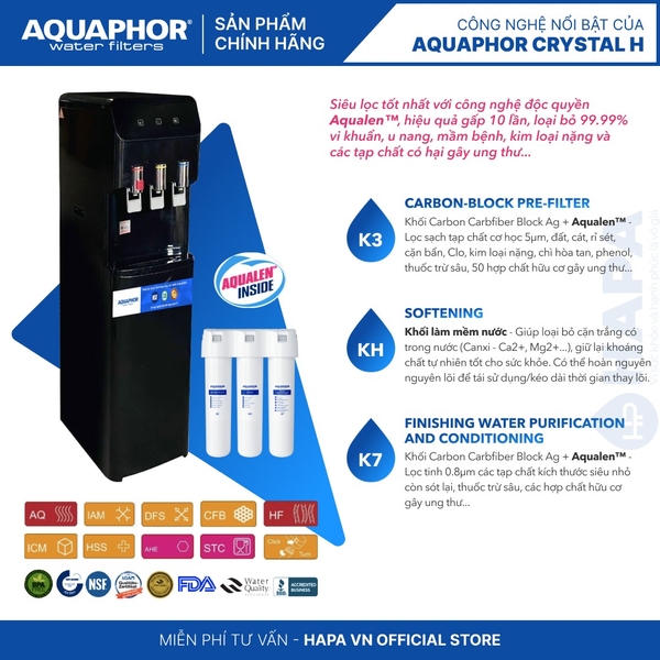 Máy Lọc Nước Nóng Lạnh AQUAPHOR CRYSTAL H - Bộ Lọc Nhập khẩu Châu Âu