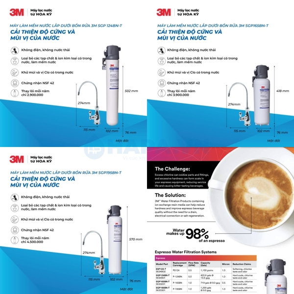 Máy Làm Mềm Nước 3M SGP124BN-T, SGP165BN-T, SGP195BN-T SCALEGARD™ PRO