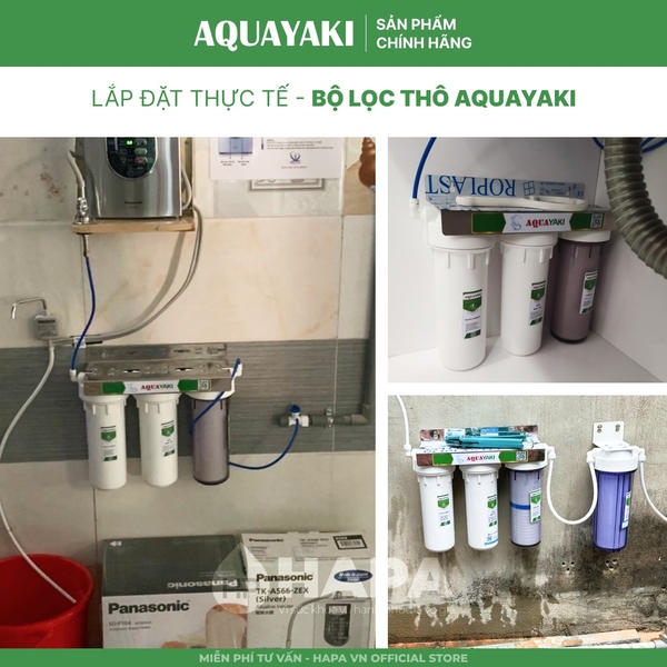 Bộ Lọc Thô 3 Cốc AQUAYAKI 10 inch - Lọc Nước Sinh Hoạt, Đầu Nguồn