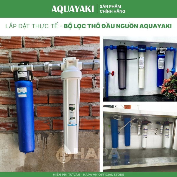 Bộ Lọc Thô 1 Cốc AQUAYAKI 20 inch - Xử lý cặn bẩn nước đầu vào, Bảo vệ lọc tinh, Hàng Chính Hãng