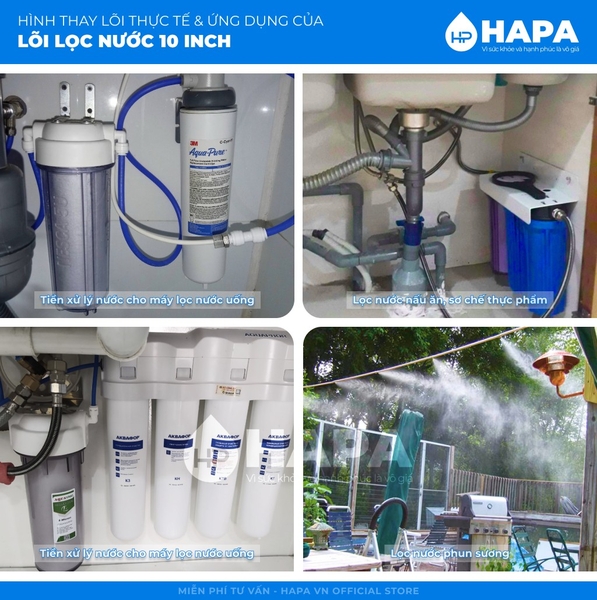 Bộ Lõi Lọc Nước 10 inch Làm Mềm Nước Số 1-2-3, Cho Mọi Dòng Máy RO