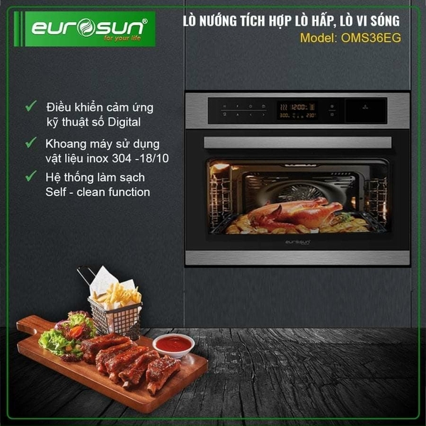 Lò Nướng Kết Hợp Hấp, Vi Sóng EUROSUN OMS36EG 36L - Nhập Khẩu Malaysia