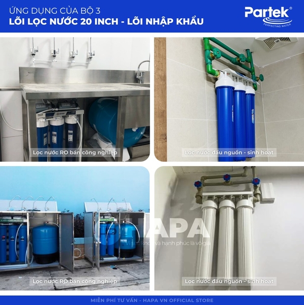 Bộ 3 Lõi Lọc Nước 20 inch Số 1 2 3 Cao Cấp - Hàng Nhập Khẩu