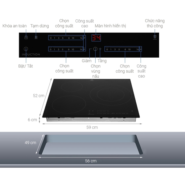 Bếp Từ Electrolux LIT60342 - Nhập khẩu CHLB Đức, 3 vùng nấu