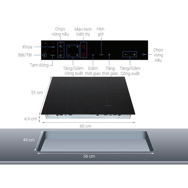 Bếp Từ, Đa Chức Năng SMEG SI5632D 536.64.091 - 3 vùng nấu