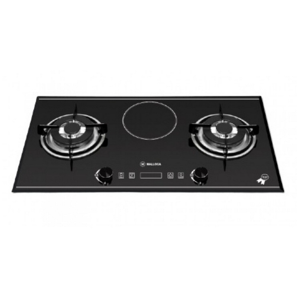 Bếp Gas Kết Hợp Từ Malloca EG 201I - Mặt Kính 3 Bếp