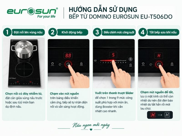 Bếp Từ Domino Eurosun EU-T506DO 2 Vùng Nấu - Nhập Khẩu Malaysia
