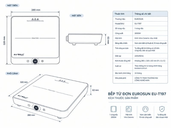 Bếp Từ Đơn EUROSUN EU-T197