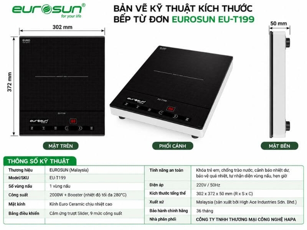 Bếp Từ Đơn EUROSUN EU-T199