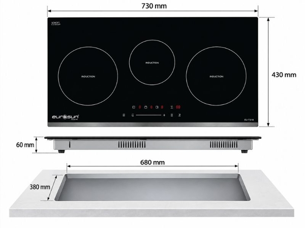 Bếp Từ EUROSUN EU-T318 3 Vùng Nấu - Nhập Khẩu Malaysia
