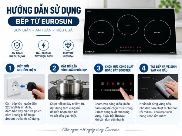 Bếp Từ EUROSUN EU-T318 3 Vùng Nấu - Nhập Khẩu Malaysia