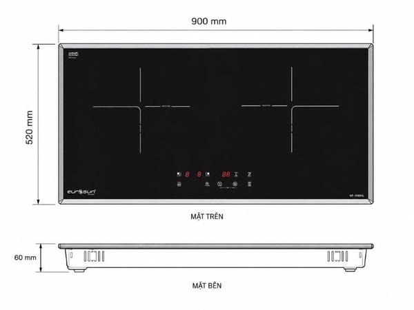 Bếp Từ EUROSUN EU-T705PLUS Series 4.0 2 Vùng Nấu - Nhập Khẩu Malaysia