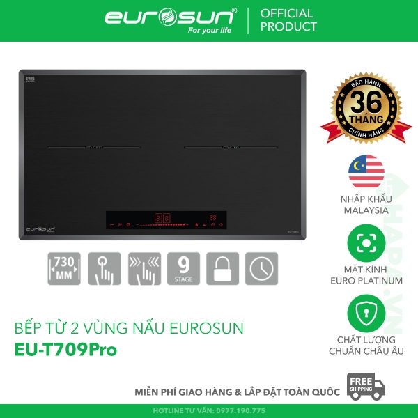 Bếp Từ EUROSUN EU-T709PRO 2 Vùng Nấu, Nhập Khẩu Malaysia