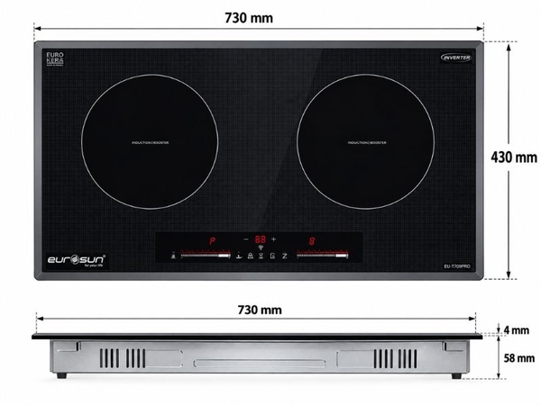 Bếp Từ EUROSUN EU-T710PRO-G, EU-T710PRO-S 2 Vùng - Nhập Khẩu Malaysia