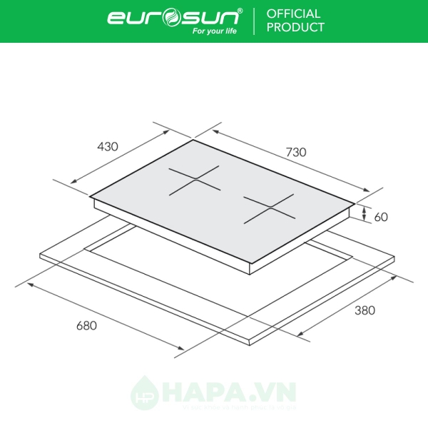 Bếp Từ EUROSUN EU-T779PRO 2 Vùng Nấu - Nhập Khẩu Malaysia