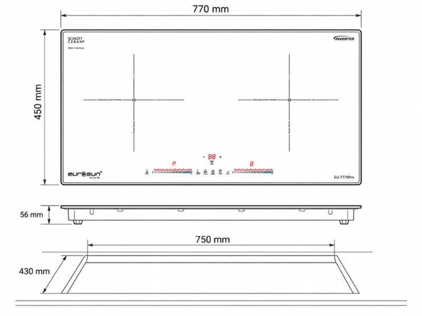 Bếp Từ EUROSUN EU-T779PRO 2 Vùng Nấu - Nhập Khẩu Malaysia