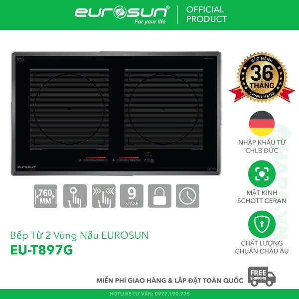 Bếp Từ Eurosun EU-T897G 2 Vùng Nấu - Nhập Khẩu CHLB Đức